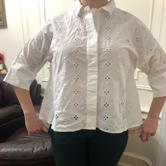 Mango white embroidered shirt - Picture 7 of 8